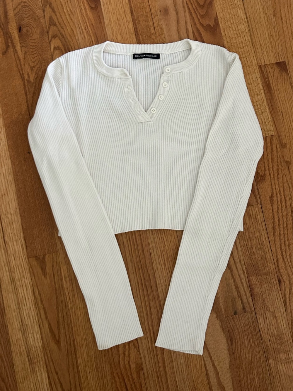 Delilah White Knit Long Sleeve Top Brandy Melville
